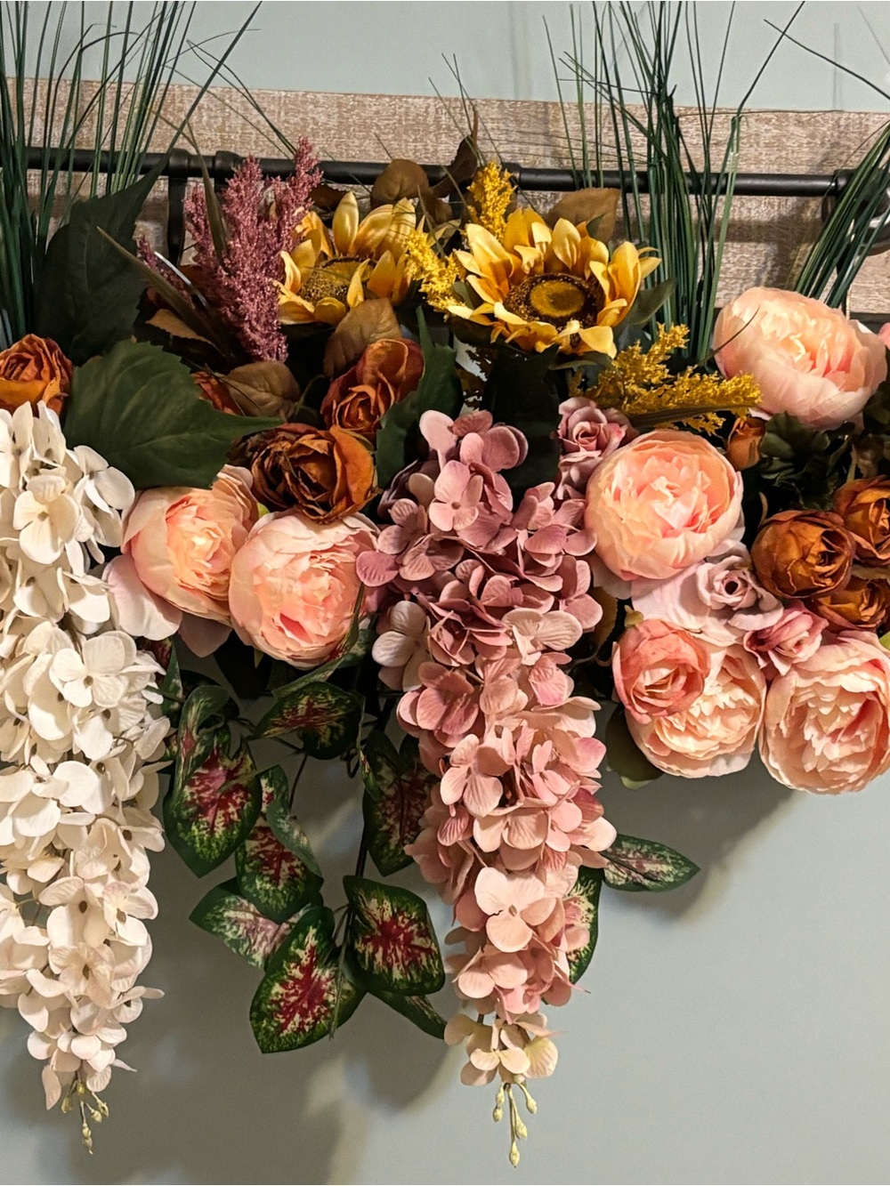 Peach & Pink Artificial Floral Garland for Home Accents